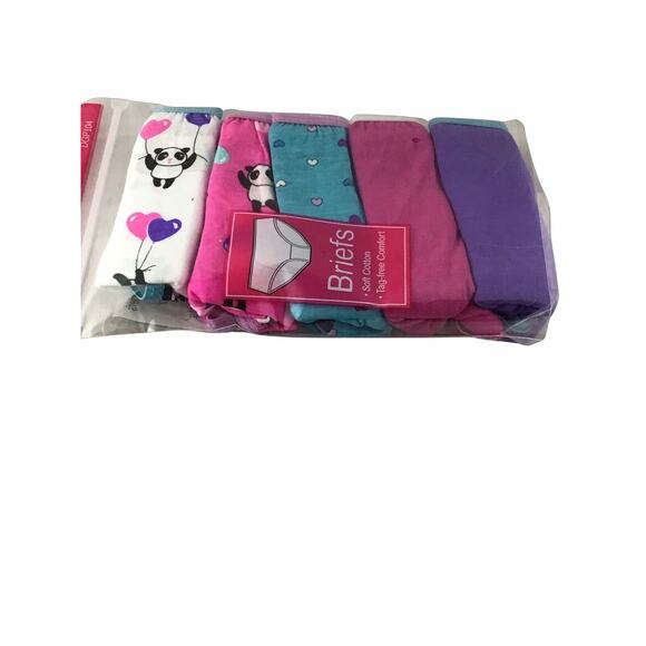 Hanes Toddler Girls Basics 5 Pack Pandas and Hearts 4T - Picture 3 of 4